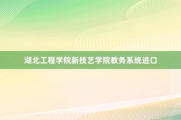 湖北工程学院新技艺学院教务系统进口